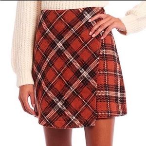 NWT GB High Rise Plaid Print Wrap Skirt